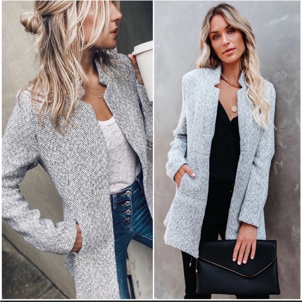 Vici Tayshia Pocketed Coat in Heather Grey, Size XL, No Flaws